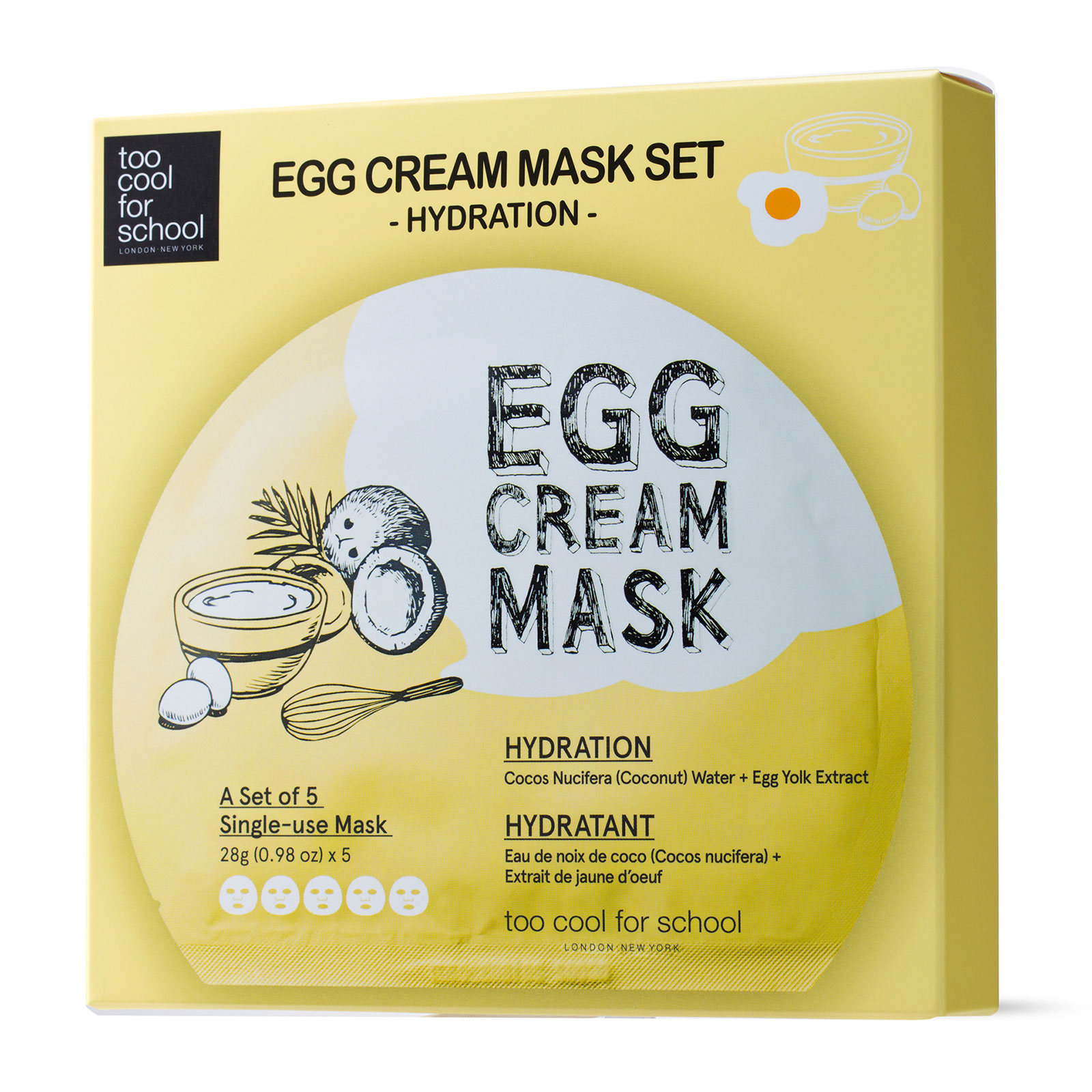 Too Cool For School 鸡蛋保湿亮白面膜 5片