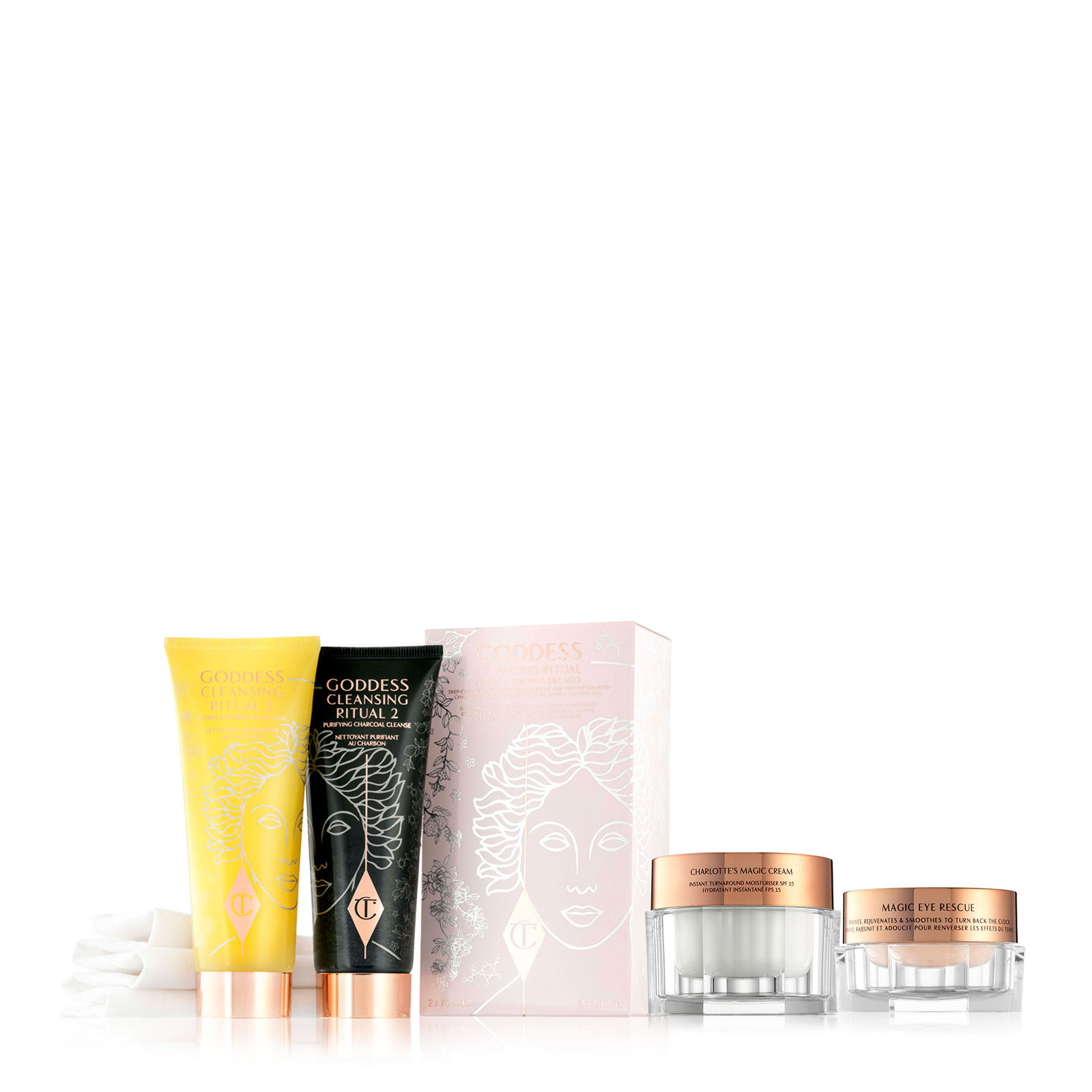 Charlotte Tilbury 魔术焕颜护肤套装 保湿霜 50ml+眼霜 15ml+活力净肤洁面乳 2 x 75ml