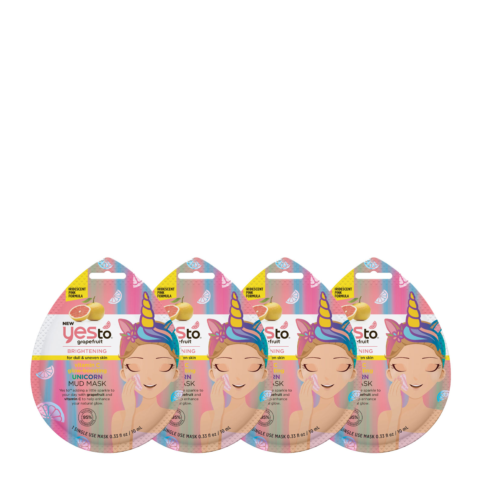 Yes To 独角兽葡萄柚维C焕彩面膜泥  4x10ml