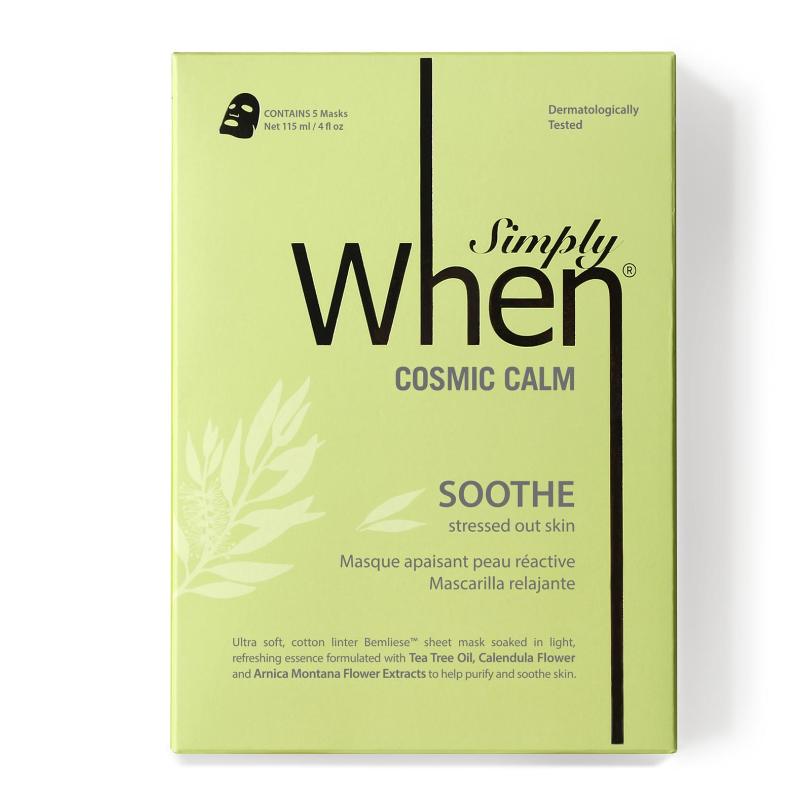 Simply When 茶树油金盏花山金车花清洁舒缓面膜 5片