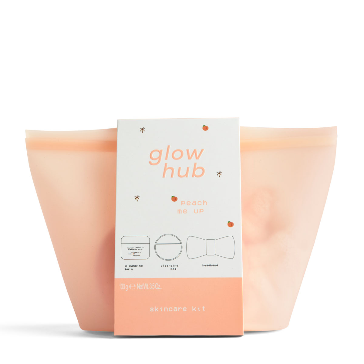 Glow Hub 椰子桃子玻尿酸保湿洁面膏100g套装(附洁面海绵+束发带)