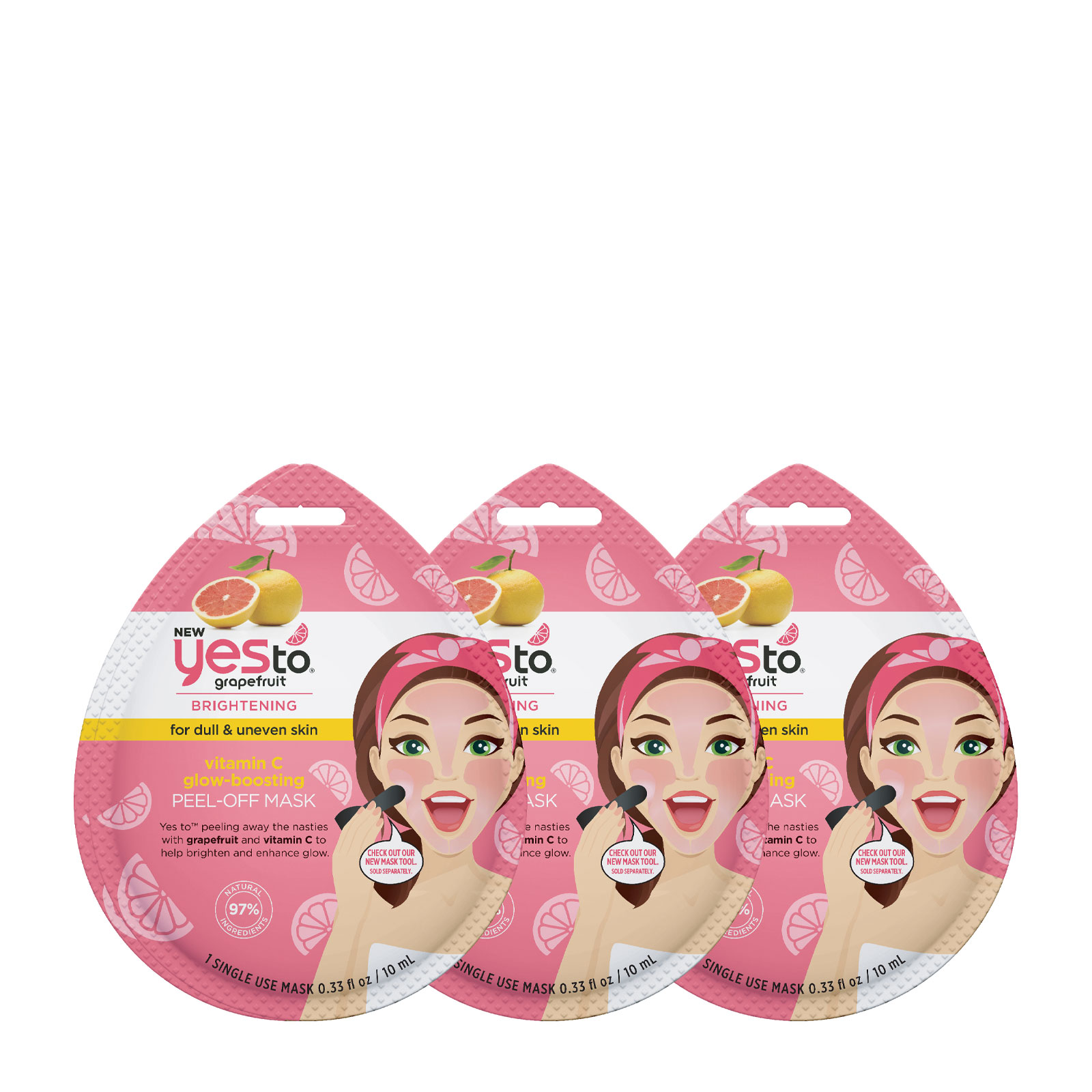 Yes To 葡萄柚维他命C光泽撕拉面膜 3片装