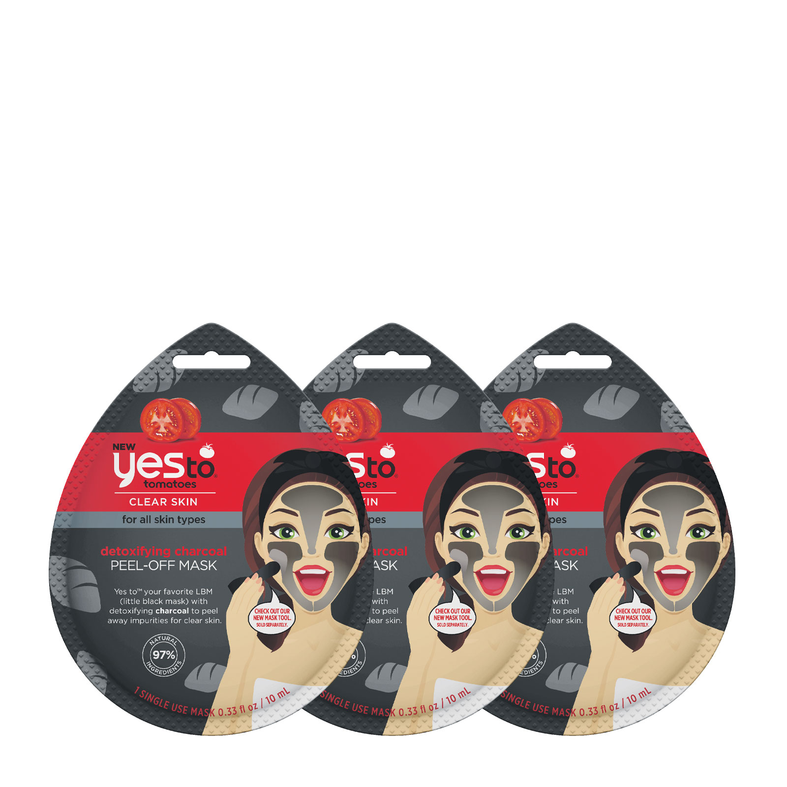 Yes To 西红柿木炭深层清洁撕拉面膜 3x10ml