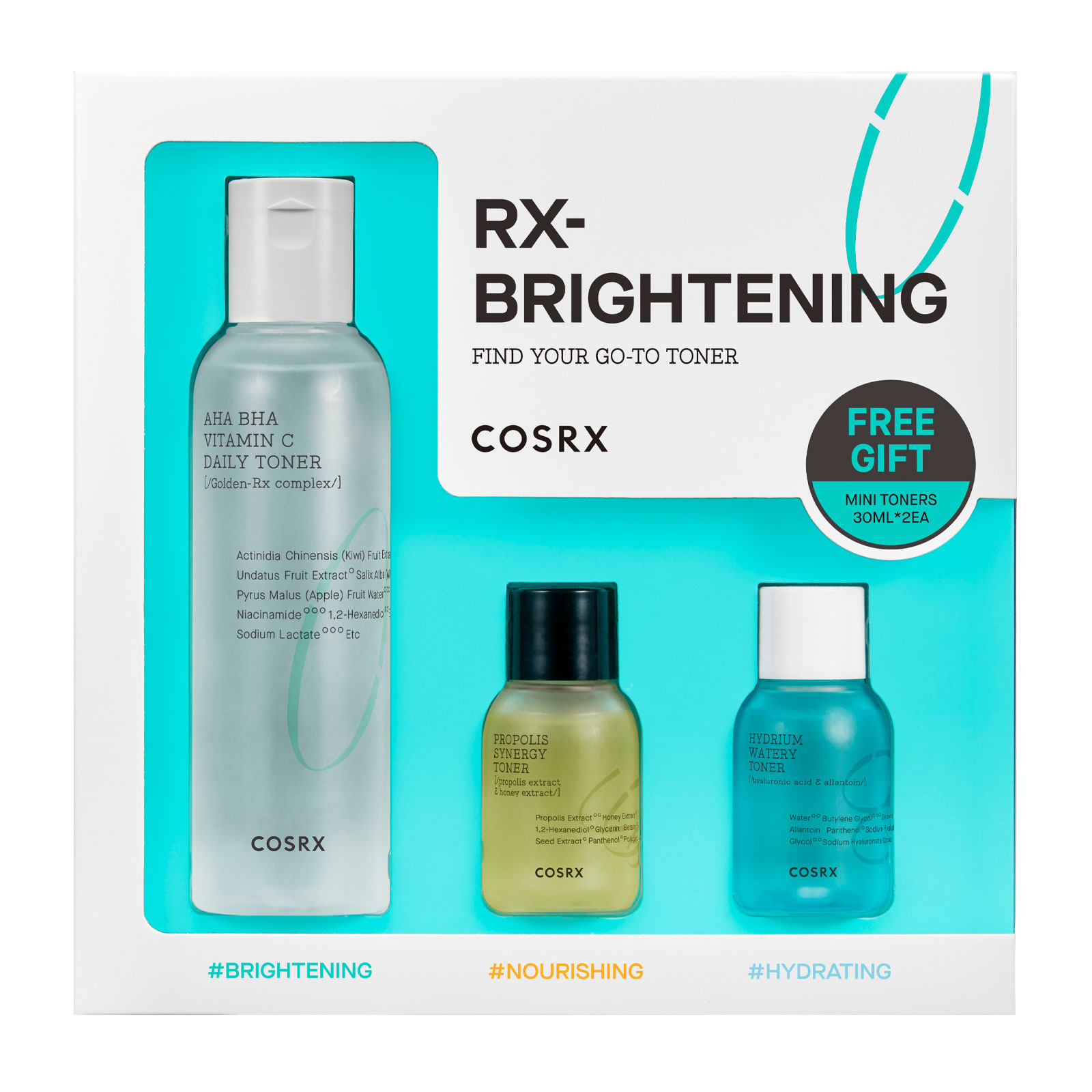 COSRX 果酸水杨酸维C亮白嫩肤爽肤水三件套装