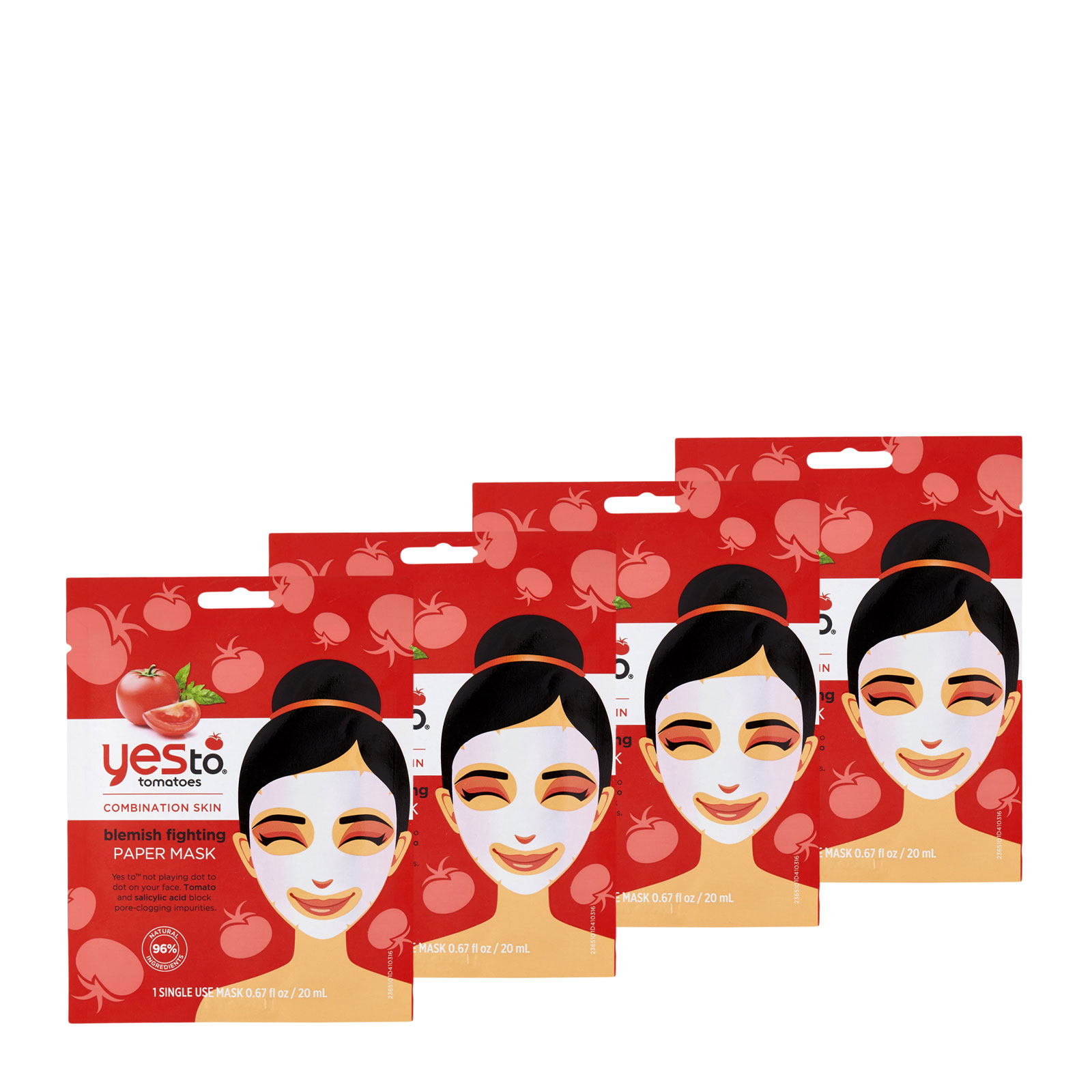 Yes To 西红柿抗粉刺修护亮肤面膜  4x20ml