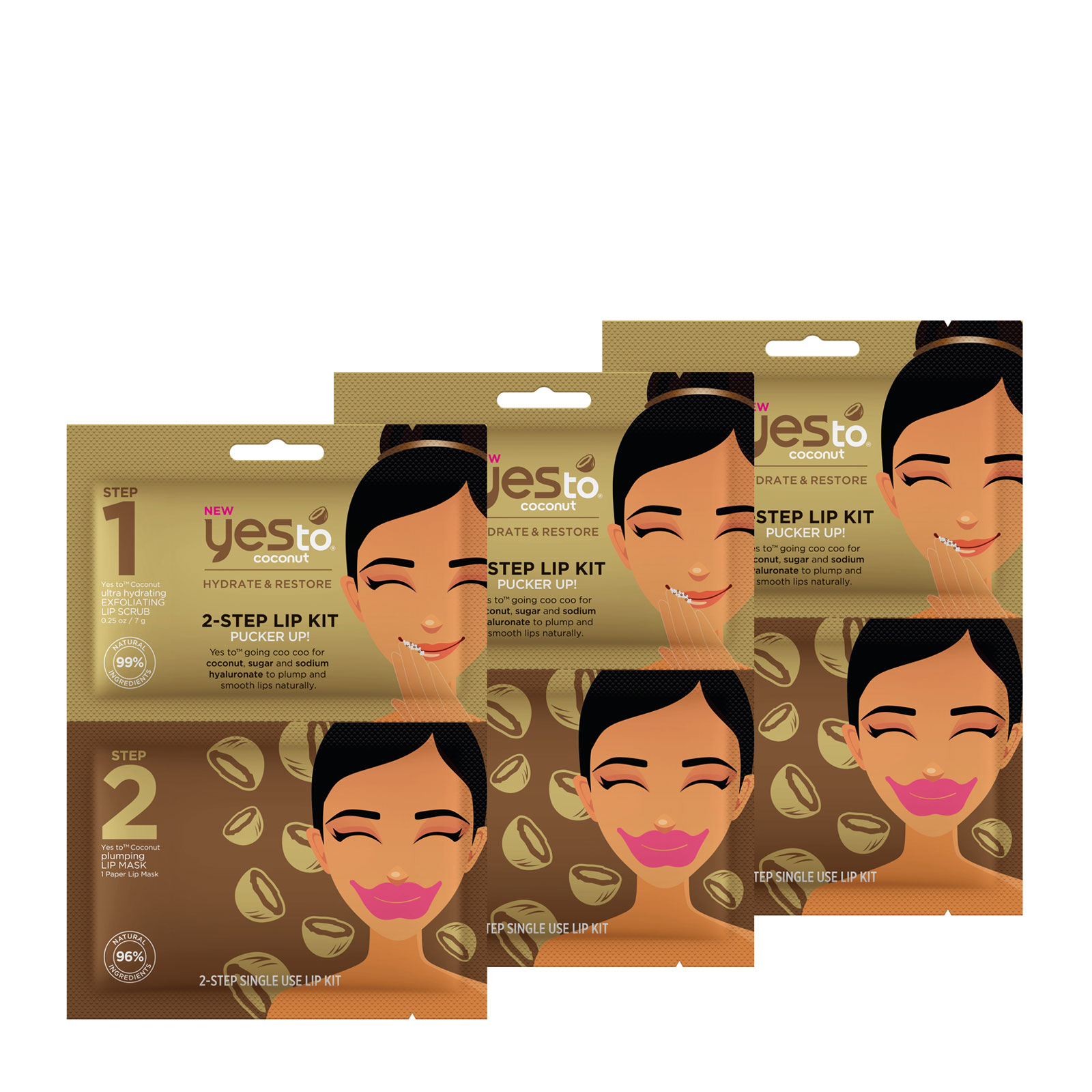 Yes To 椰子护唇两部曲 去角质唇部磨砂+保湿唇膜 3片装