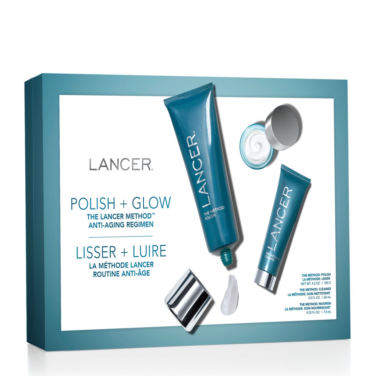 Lancer Skincare “三步曲”面部护肤套装 去角质磨砂膏120g+洁面乳60ml+滋润面霜7 5ml