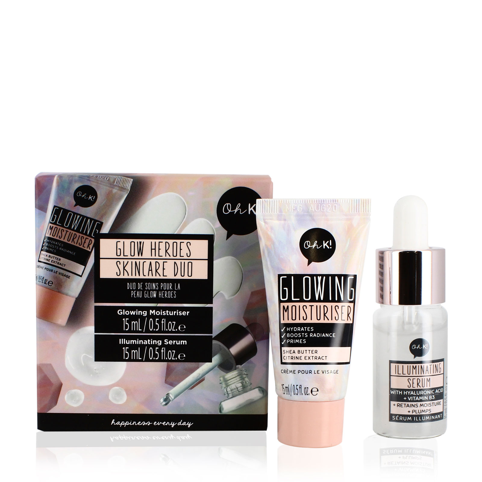 Oh K! 滋润保湿提亮面部护肤两件套装 面霜15ml+精华15ml