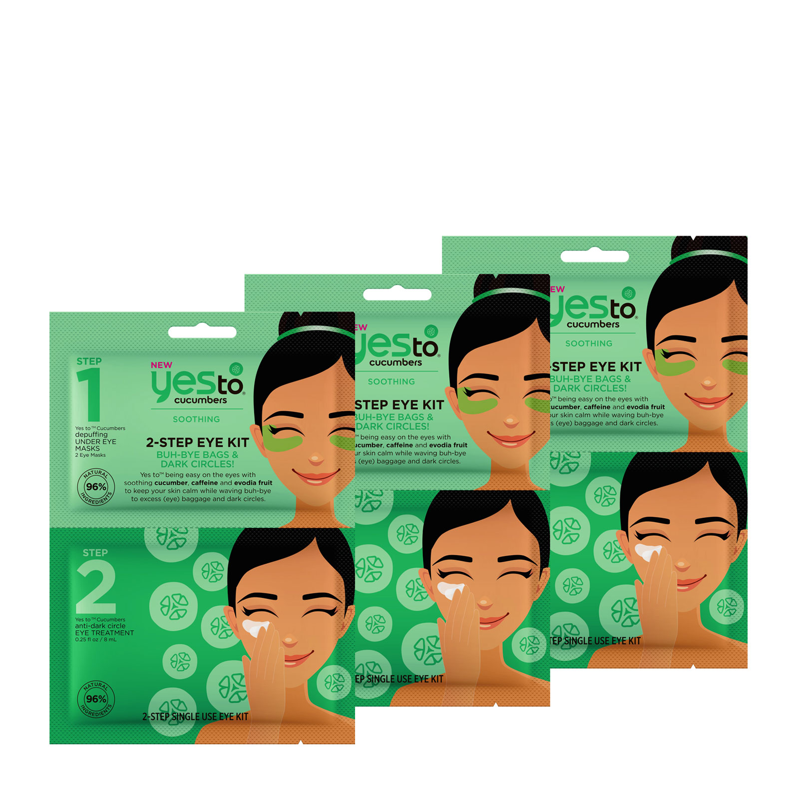 Yes To 黄瓜眼膜眼霜组合 去眼袋眼膜+去黑眼圈眼霜 3片装