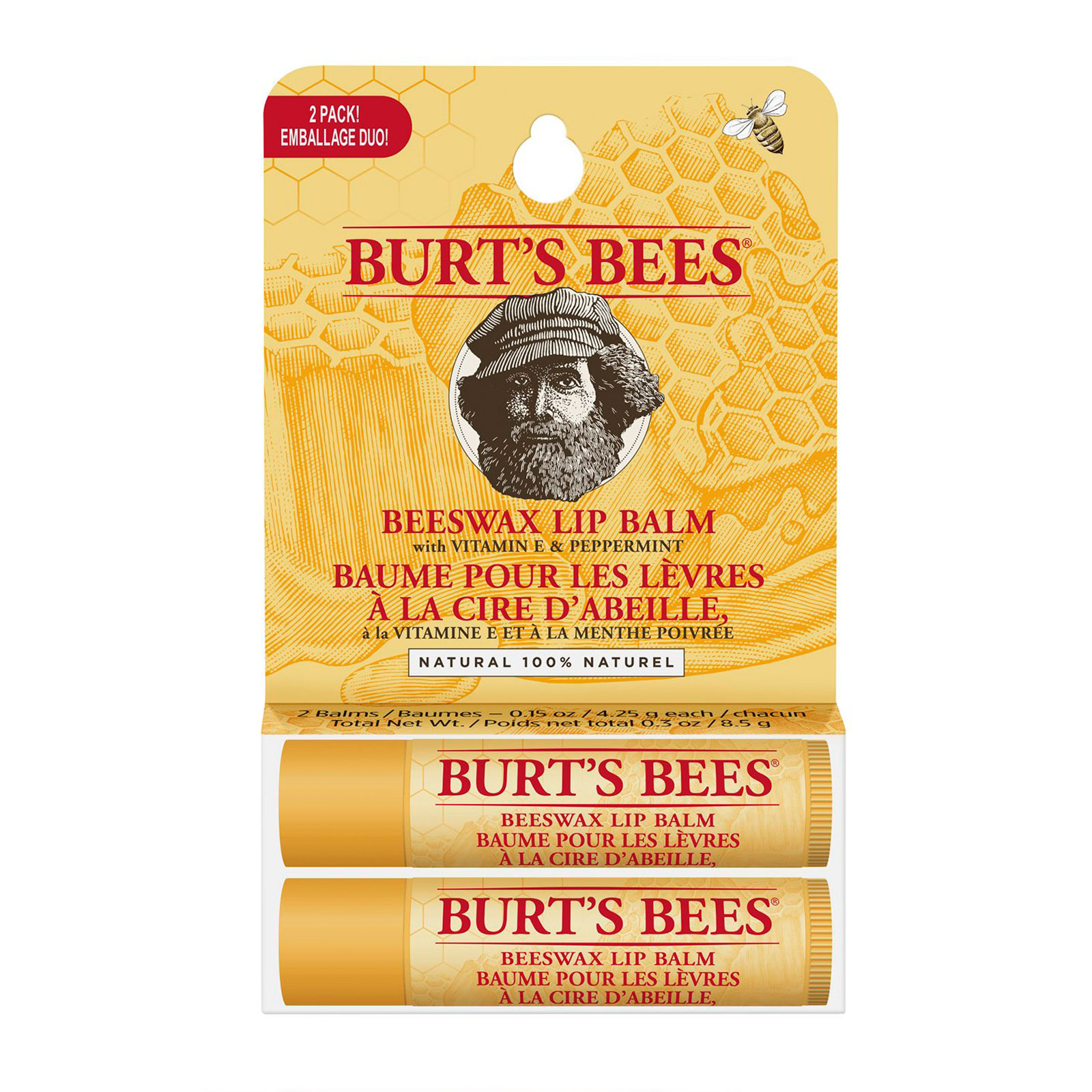 Burt's Bees 小蜜蜂 天然蜂蜡润唇膏2支套装 2x4 25g