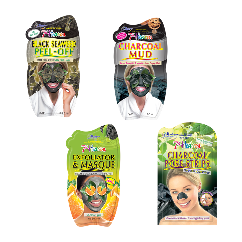 Montagne Jeunesse 梦达俊雅思 黑魔法面膜五片套装 活碳泥+黑海藻+去角质面膜+去黑头鼻膜*2