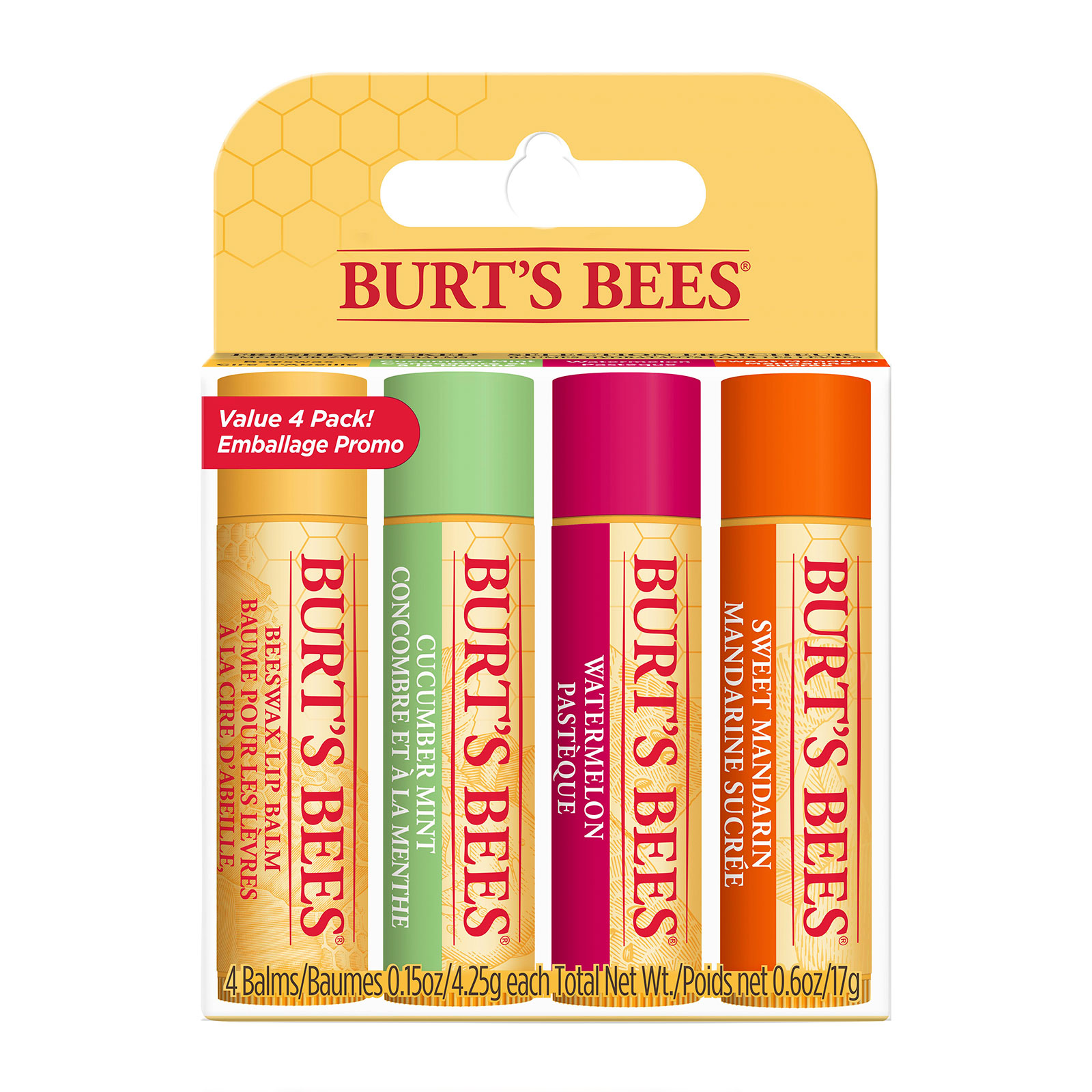 Burt's Bees 小蜜蜂 天然润唇膏4支套装 4x4 25g