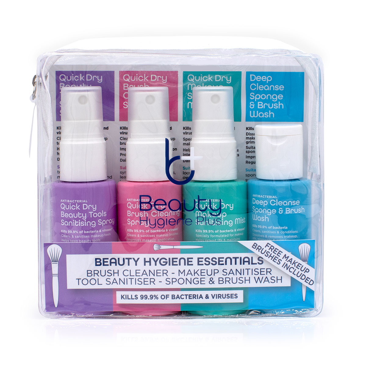 Beauty Hygiene Plus 速干美妆用品抗菌消毒液套装(附化妆刷3支)