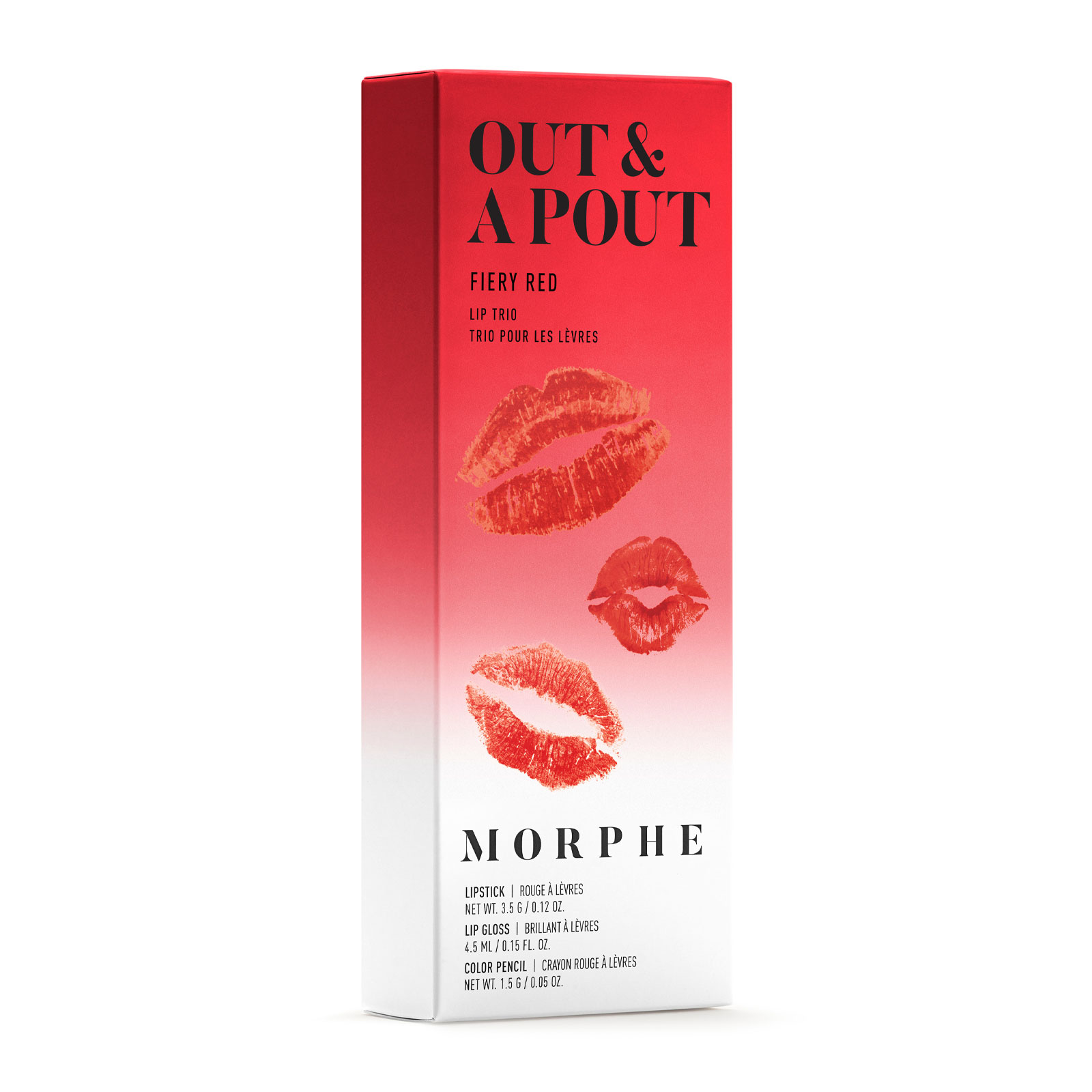 Morphe 唇部彩妆套装 Fiery Red（润彩口红Hotshot 3 5g+光泽唇彩Hotshot 4 5ml+唇线笔Wild Side 1 5g）