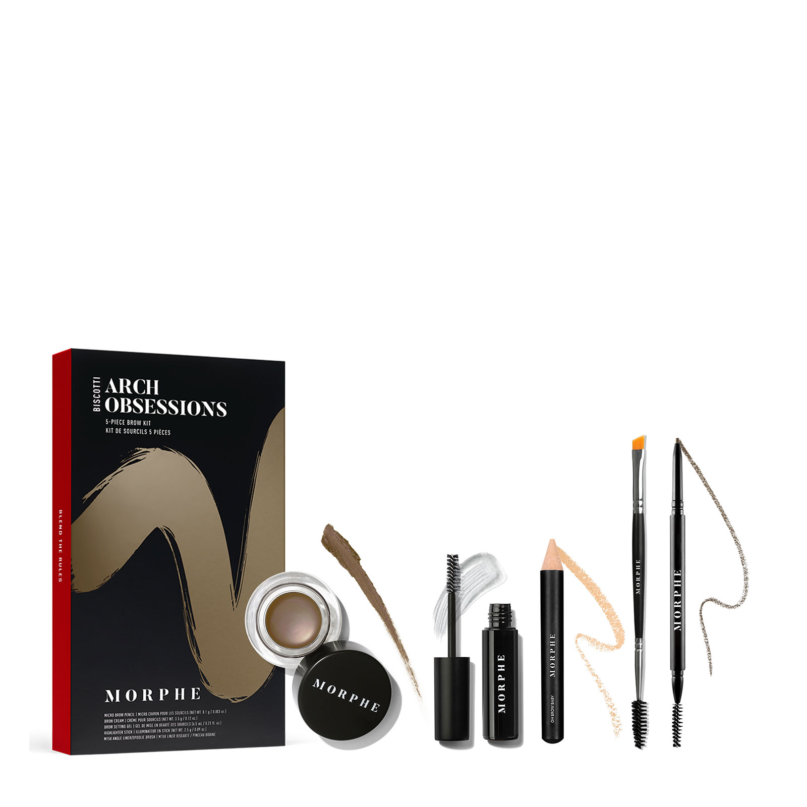 Morphe 眉部彩妆5件套装 BISCOTTI 眉笔+定型眉胶+眉膏+M158眉刷+眉部提亮膏