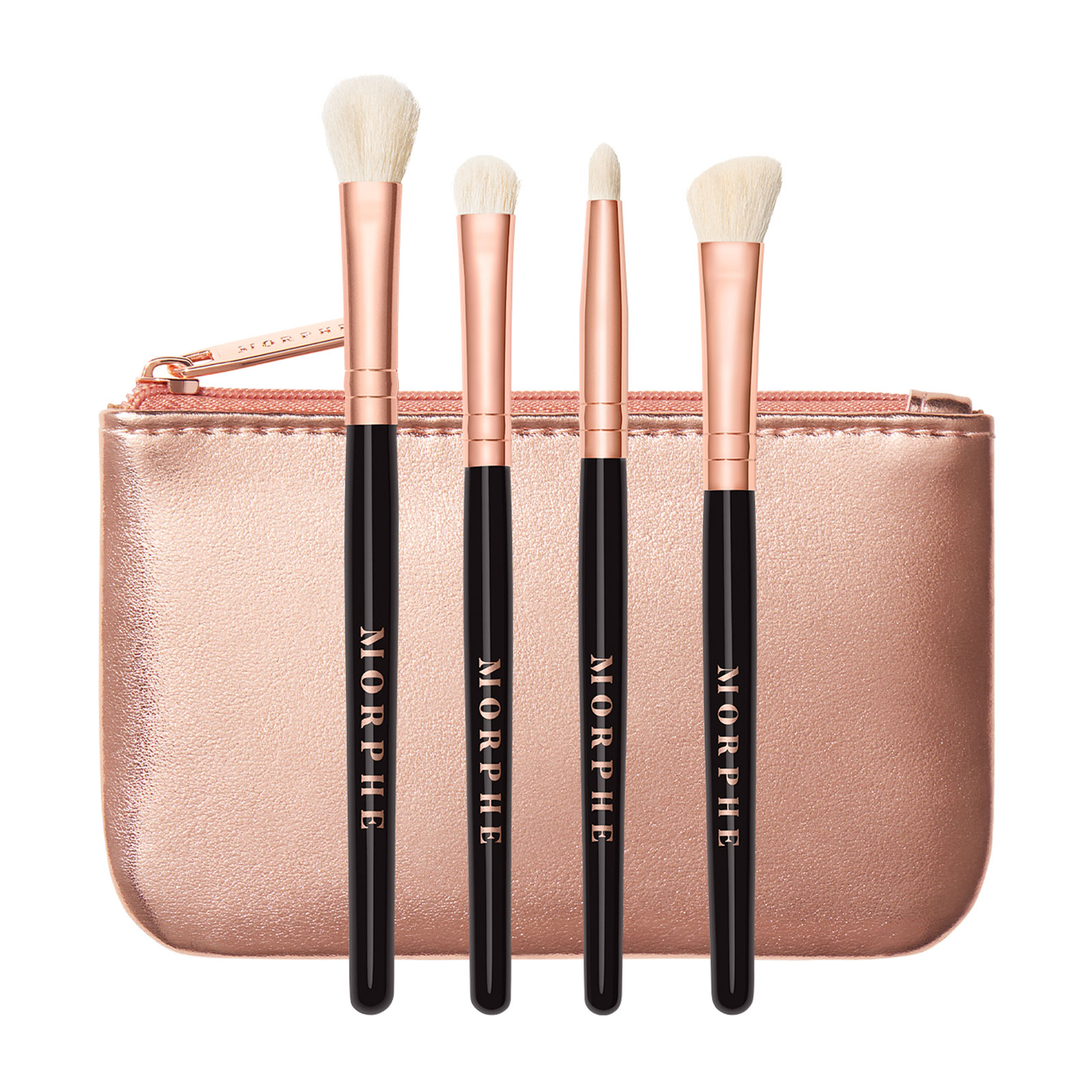 Morphe 玫瑰金系列迷你眼影刷4支套装 附赠收纳包