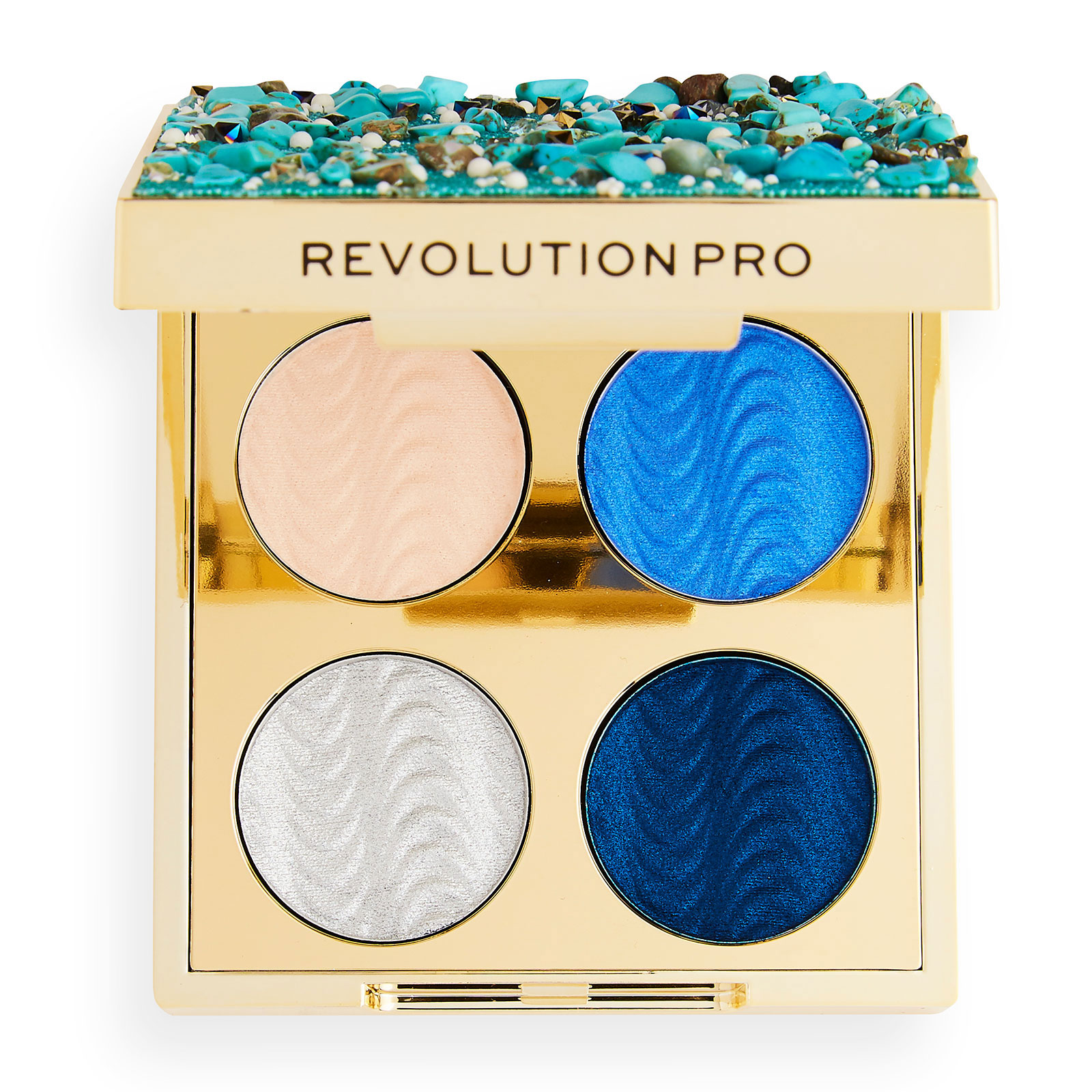 Revolution PRO 宝石四色水波纹眼影盘 3.2g 海蓝盘