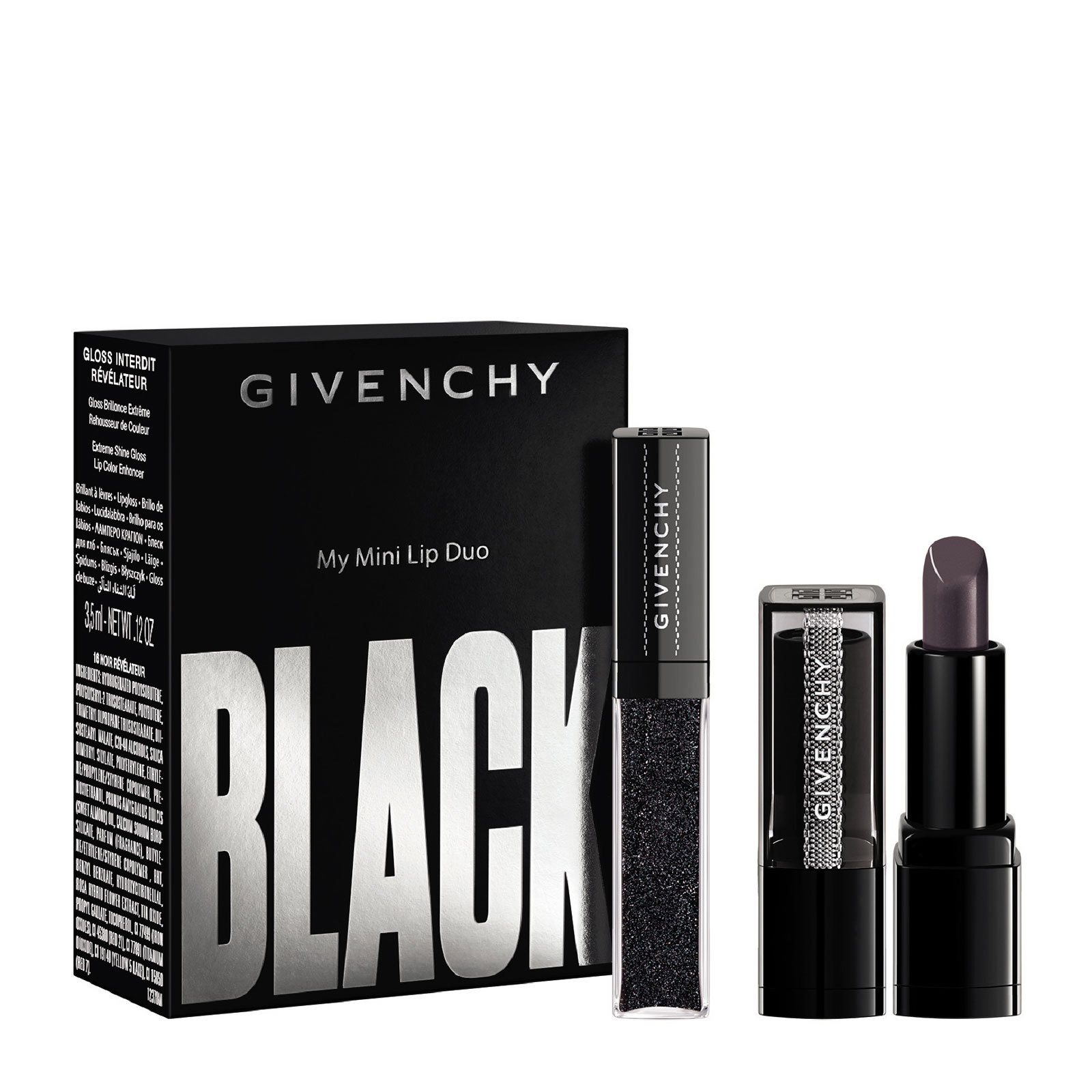 GIVENCHY 纪梵希 禁忌之吻系列唇部两件套装（口红1.3g+唇蜜3.5ml） N16 Noir Revelateur