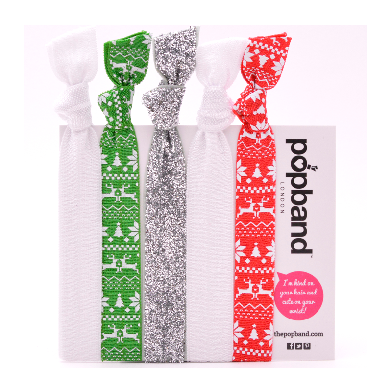 Popband London  圣诞跃动 潮流束发圈 加宽不伤发皮筋 5个装