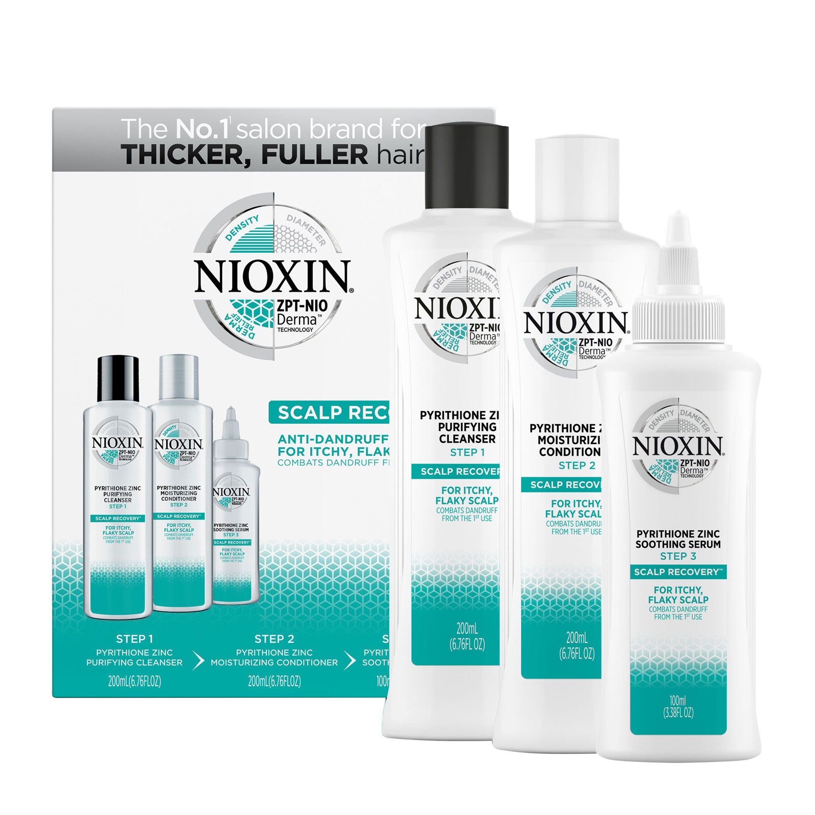 NIOXIN 头皮恢复3步套装（净化洗发水 200ml+保湿护发素 200ml+舒缓精华液 100ml）