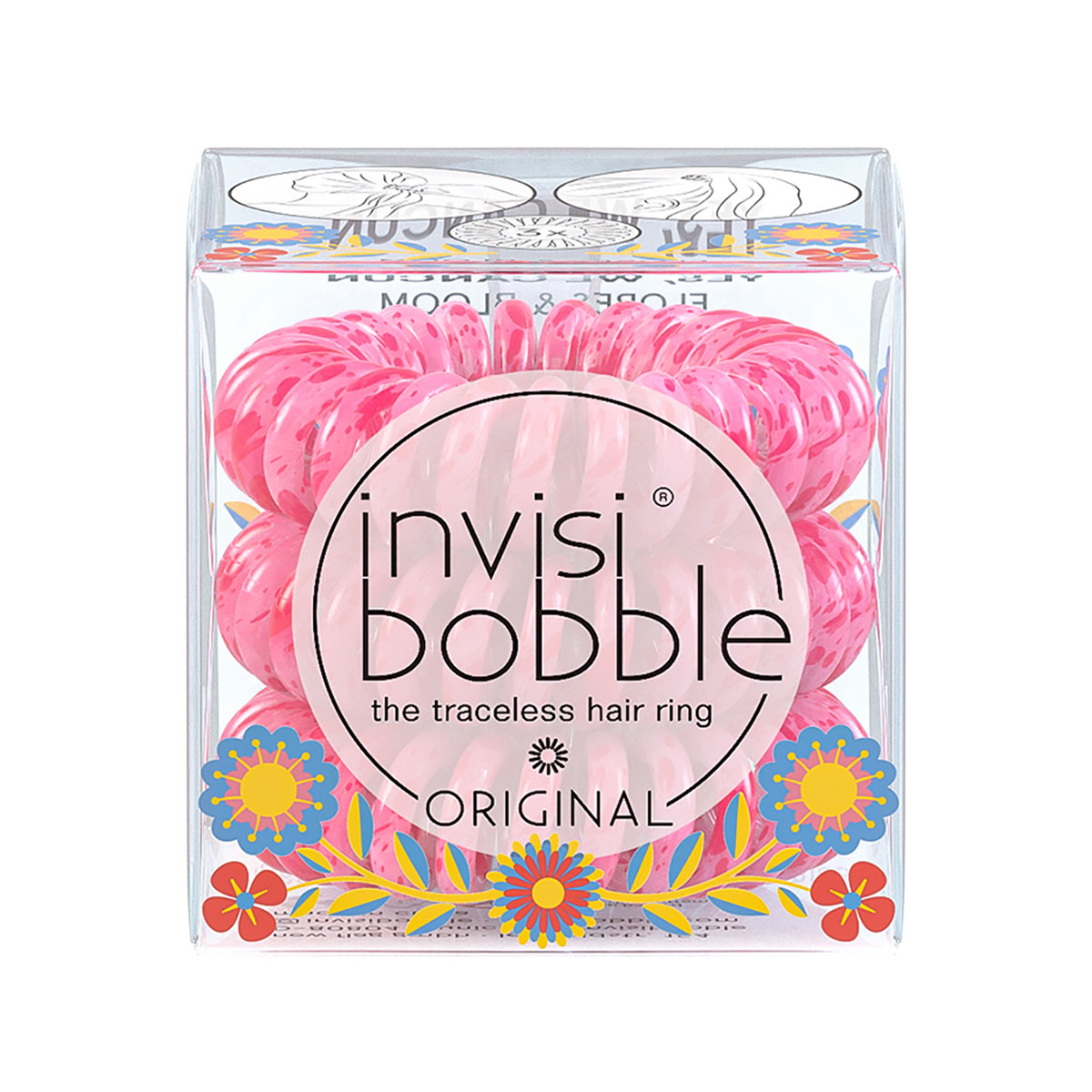 invisibobble 春暖花开系列 粉色电话线发圈发绳 3个装