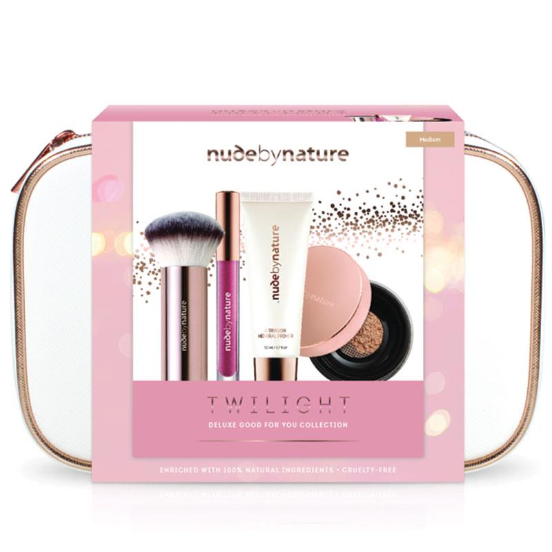 Nude by Nature 暮光之城豪华彩妆四件套 中色（妆前乳 50ml+粉饼10g+唇彩 10ml+化妆刷 1把+化妆包 1个）