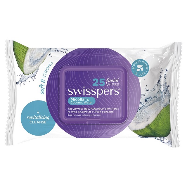 Swisspers Micellar and Coconut Water Facial Wipes X 25