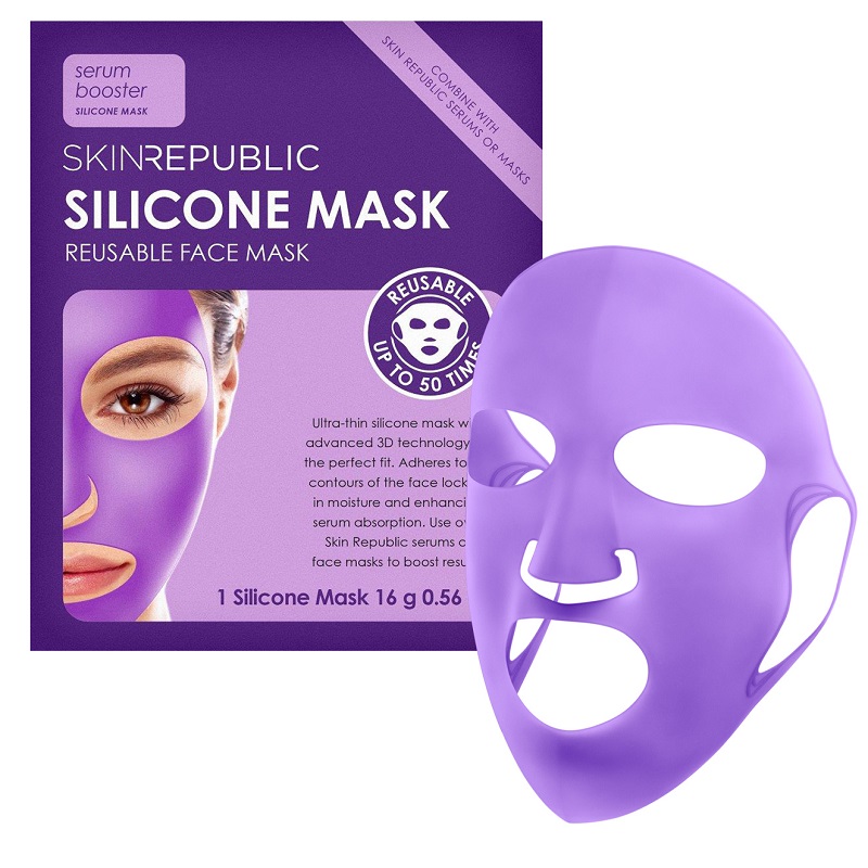 Skin Republic 超薄3D可重复使用硅胶面膜1片装 配合精华效果加倍