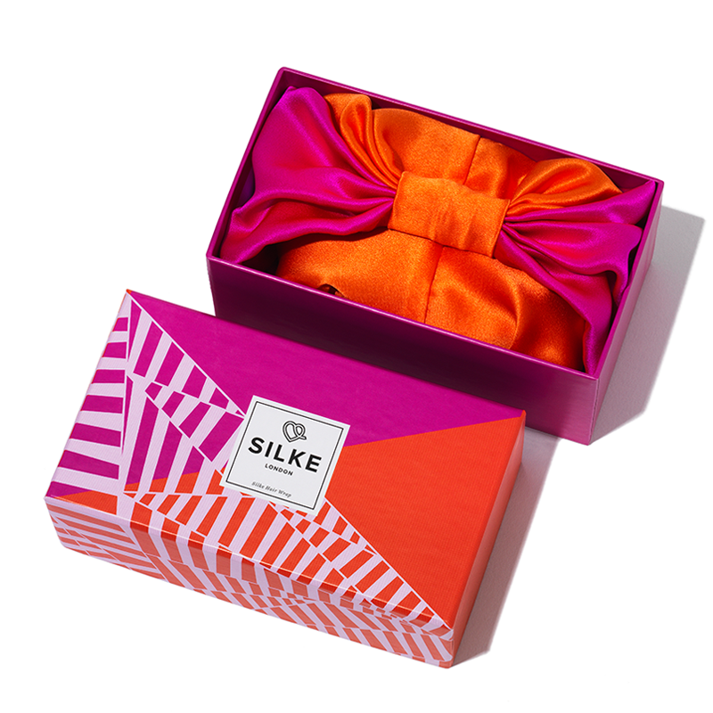 SILKE London 丝绸干发帽 Poppy 玫橙拼色