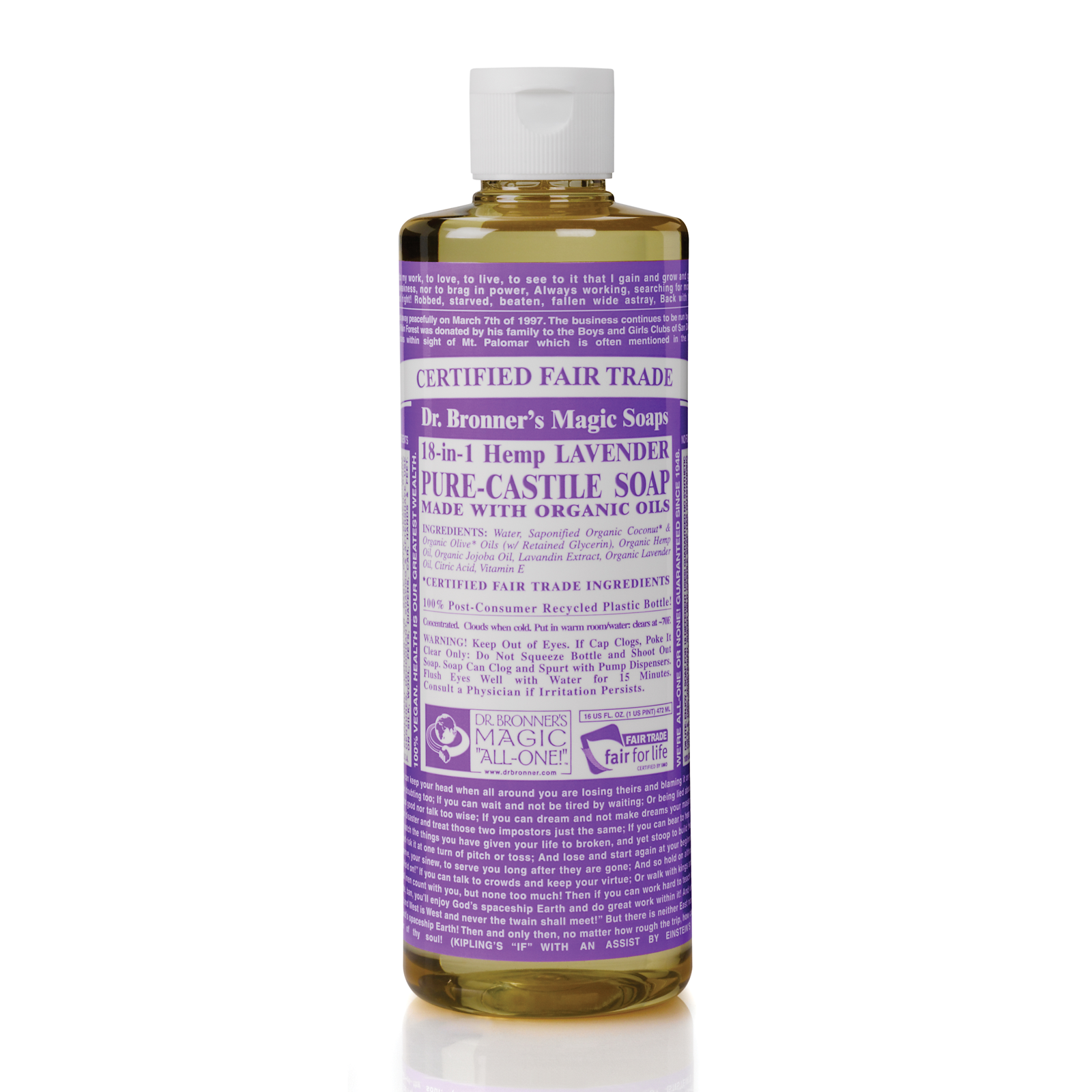 Dr Bronner's 布朗博士 有机薰衣草精油8合1液体皂 洗手液 洁颜露 472ml