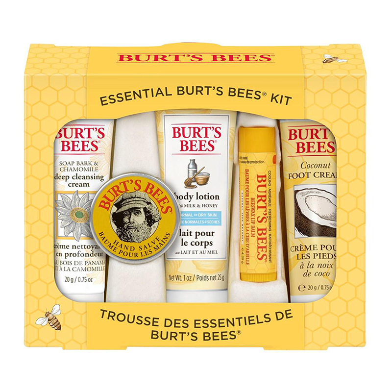 Burt's Bees 小蜜蜂 精选五件套装礼盒 洁面乳20g+护手霜8 5g+身体乳25g+护足霜25g+润唇膏4 25g