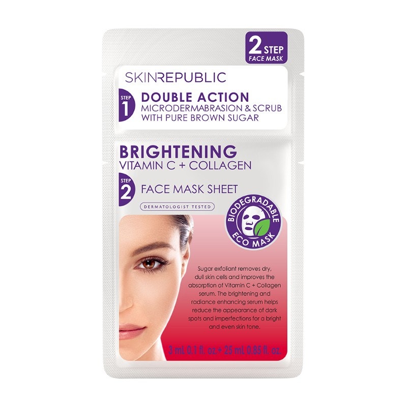 Skin Republic 2步提亮 维C+胶原蛋白 滋养活肤面膜 3ml+25ml