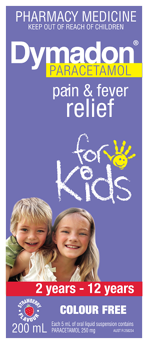 Dymadon Paracetamol For Kids 2-12 Years Strawberry Flavour 200ml