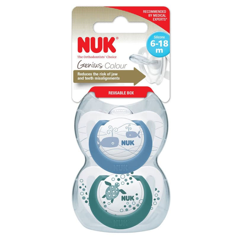 NUK 多彩安睡型仿母乳新生儿超软乳胶硅胶安抚奶嘴 2个（适合6-18个月婴儿）颜色款式随机发货