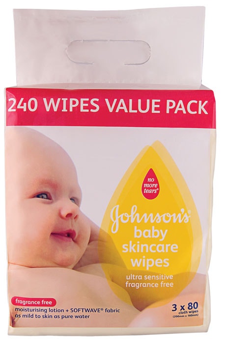Johnson's强生 婴儿无香型柔肤湿巾 3*80抽