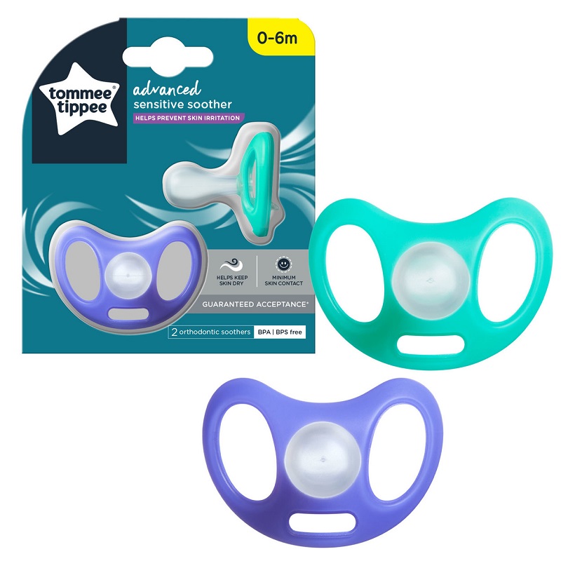 Tommee Tippee Advanced Sensitive Soother 0 to 6 Months X 2 (Assorted Colours)
