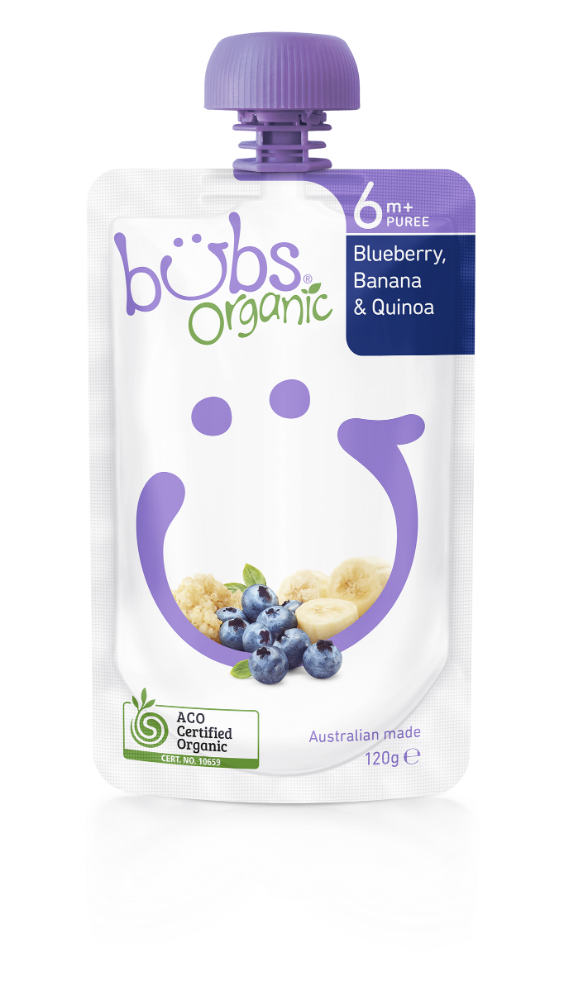 Bubs 贝儿 有机婴儿辅食 蓝莓+香蕉+藜麦水果泥 6个月+ 120g