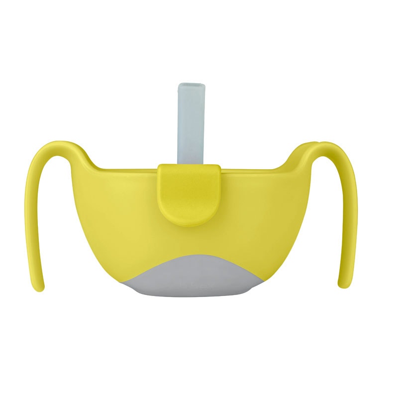 B.box 三合一双手柄吸管碗 便携 密封 240ml 柠檬黄撞灰色