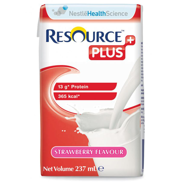 Resource PLUS草莓味高蛋白高能量饮料 237ml 24 （主要针对厌食症 老年营养 蛋白质热量营养不良）