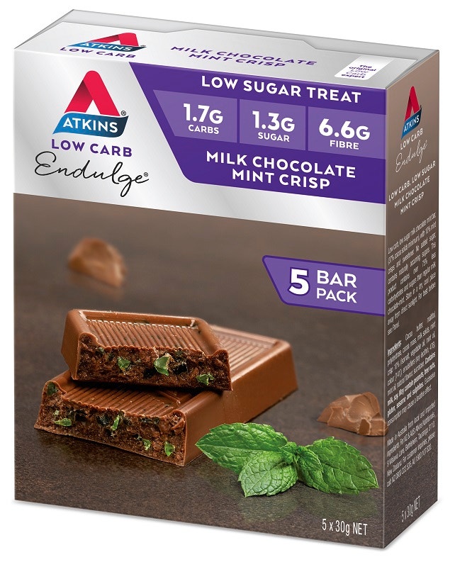 AtKins 薄荷脆片牛奶巧克力代餐棒 30g X 5支