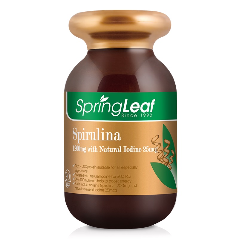 Spring Leaf 螺旋藻补碘口服片 25mcg碘 90片