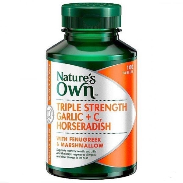 Nature s Own Triple Strength Garlic + C, Horseradish Tab X 100
