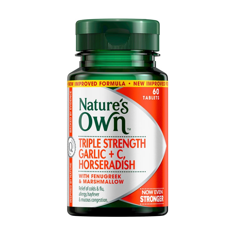 Nature s Own Triple Strength Garlic + Vitamin C + Horseradish Tab X 60