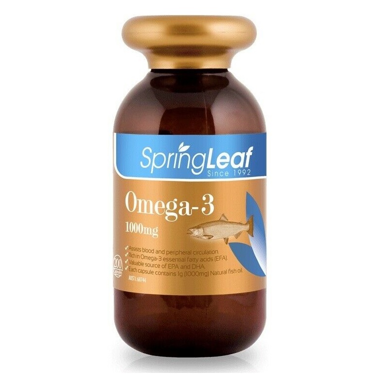 Spring Leaf 1000mg Omega-3鱼油口服胶囊 200粒