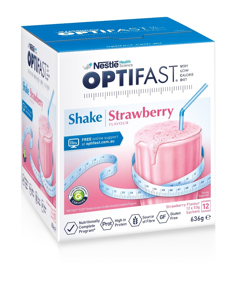 雀巢Optifast 澳洲牛奶代餐奶昔（零食低卡路里） 12袋装x54g（草莓口味）