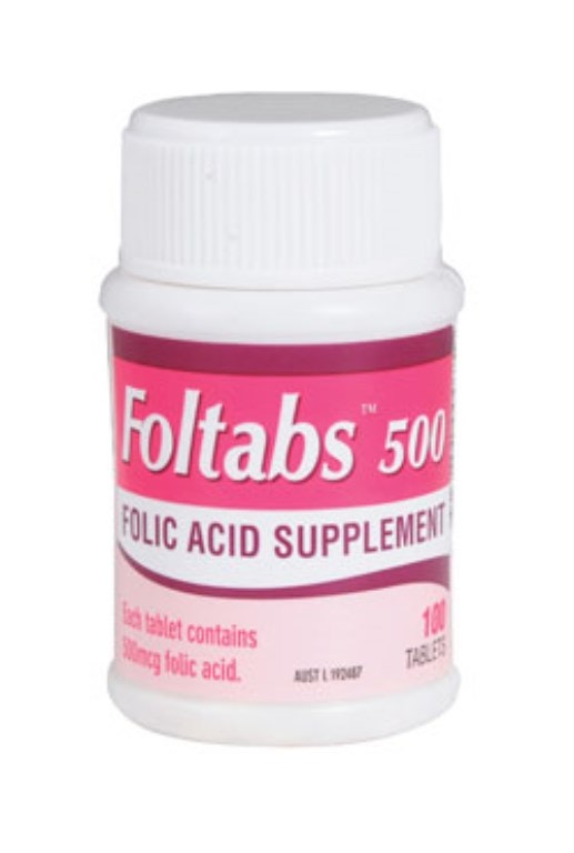 Foltabs 天然叶酸片500mcg 100片 （防贫血流产防畸形）