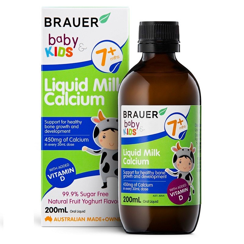 Brauer 蓓澳儿 婴幼儿 儿童液体乳钙 200ml (7个月以上） 水果酸奶味