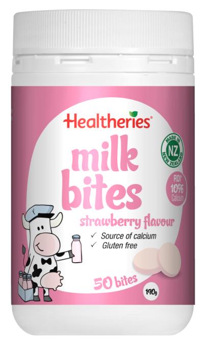 Healtheries 贺寿利 牛奶片咀嚼片 儿童 成人补钙 (草莓味) 50片