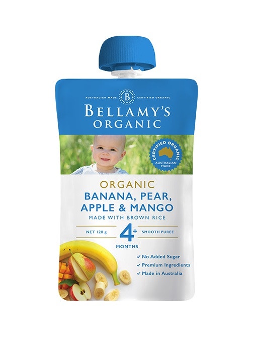 Bellamy's 贝拉米 婴幼儿辅食有机果浆水果泥 香蕉梨子芒果 4个月以上 120g