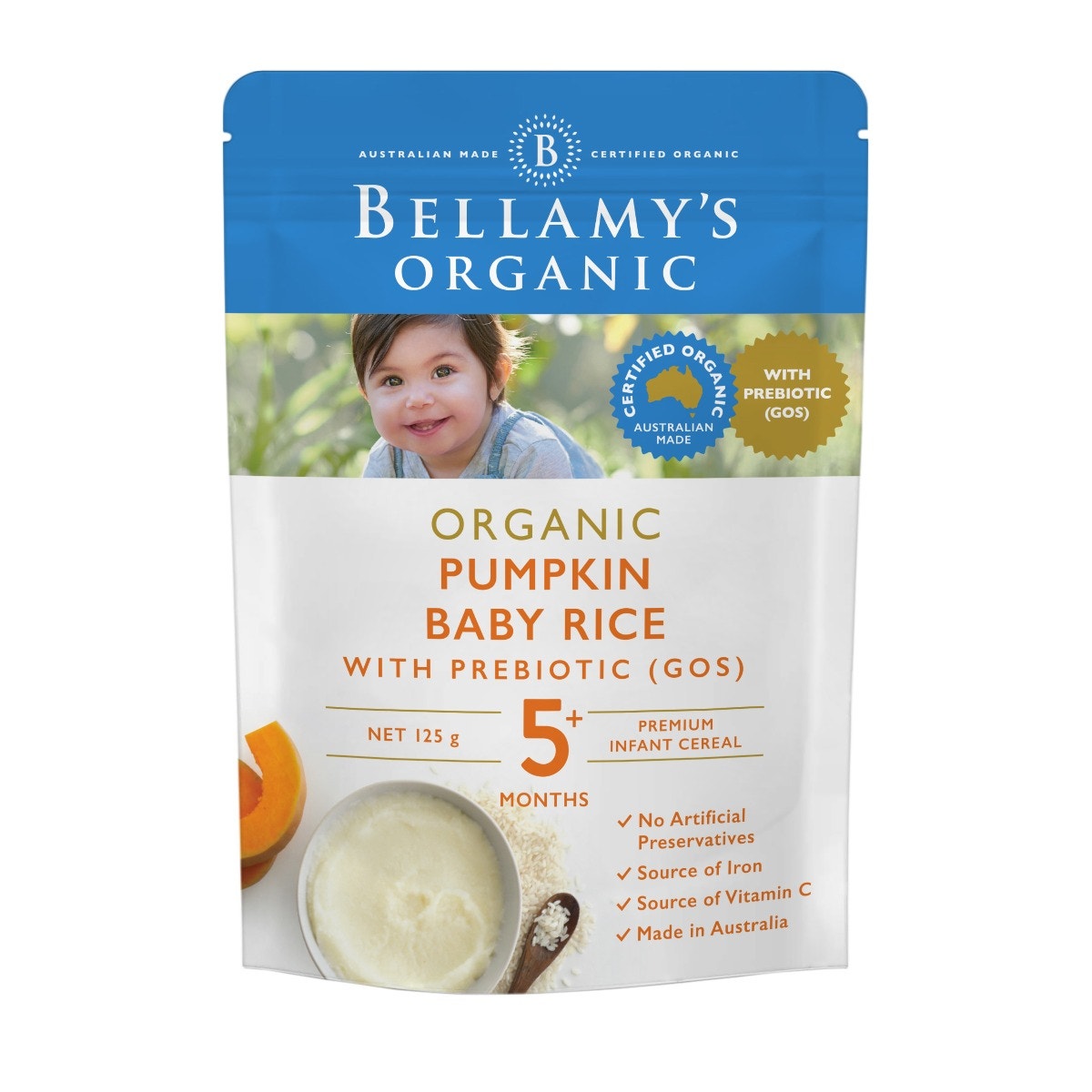 Bellamy’s 贝拉米 有机婴儿南瓜益生元米粉 125g